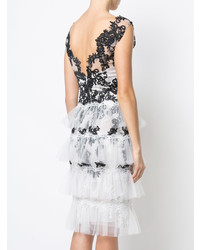 Robe fourreau en dentelle blanche et noire Marchesa Notte