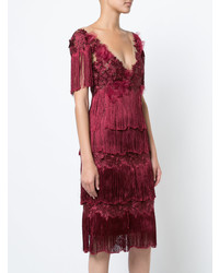 Robe fourreau en dentelle bordeaux Marchesa Notte