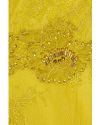 Robe fourreau en dentelle jaune Notte by Marchesa