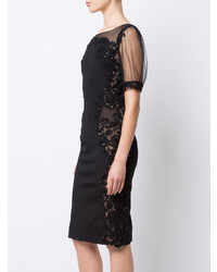 Robe fourreau en dentelle noire Marchesa Notte