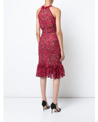 Robe fourreau en dentelle rouge Marchesa Notte