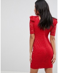 Robe fourreau en dentelle rouge Asos