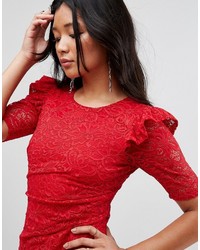 Robe fourreau en dentelle rouge Asos