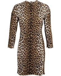 Robe fourreau en laine imprimée léopard marron clair 3.1 Phillip Lim