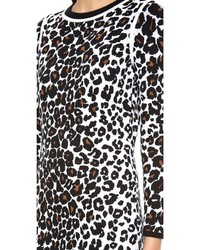 Robe fourreau en laine imprimée léopard marron clair A.L.C.