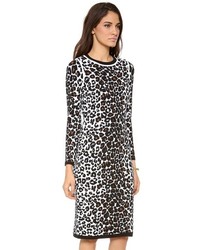 Robe fourreau en laine imprimée léopard marron clair A.L.C.