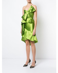 Robe fourreau en satin verte Marchesa