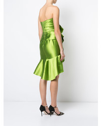 Robe fourreau en satin verte Marchesa