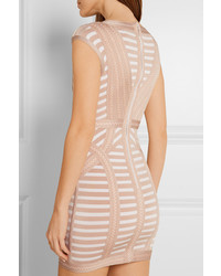 Robe fourreau en tricot beige Herve Leger