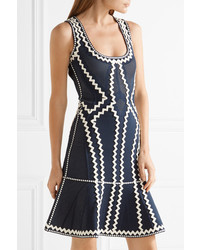 Robe fourreau en tricot bleu marine Herve Leger