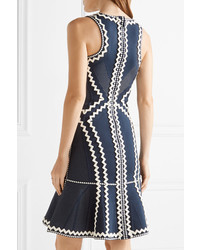 Robe fourreau en tricot bleu marine Herve Leger