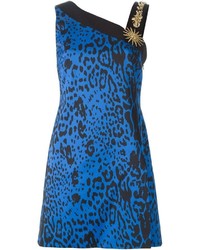 Robe fourreau imprimée léopard bleue Fausto Puglisi