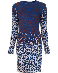 Robe fourreau imprimée léopard bleue Lanvin