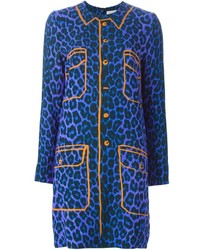 Robe fourreau imprimée léopard bleue