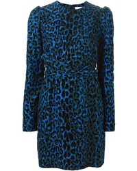 Robe fourreau imprimée léopard bleue Victoria Beckham
