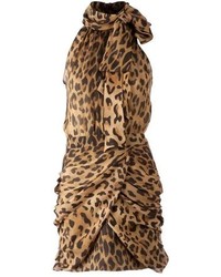 Robe fourreau imprimée léopard marron Balmain