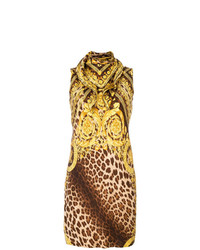 Robe fourreau imprimée léopard marron Versace Vintage