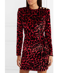 Robe fourreau imprimée léopard rouge Balmain