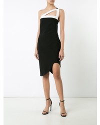 Robe fourreau noire et blanche Mugler