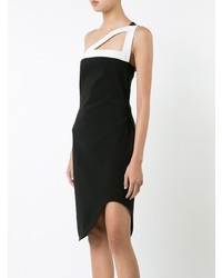 Robe fourreau noire et blanche Mugler