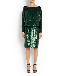 Robe fourreau pailletée verte Givenchy