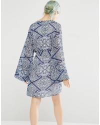 Robe imprimée bleu clair Monki