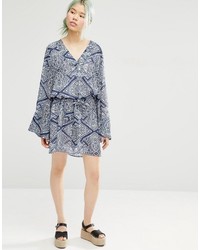 Robe imprimée bleu clair Monki