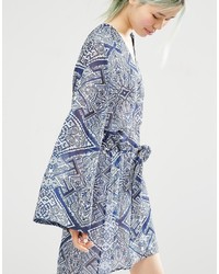 Robe imprimée bleu clair Monki