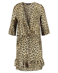 Robe imprimée léopard marron clair Set