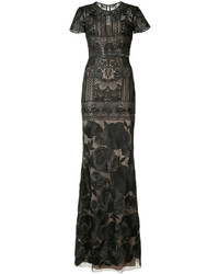 Robe imprimée noire Marchesa