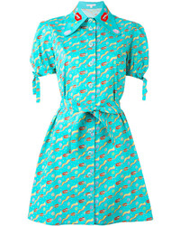 Robe imprimée turquoise Olympia Le-Tan