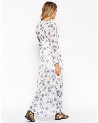 Robe longue à fleurs blanc et bleu Asos