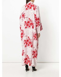 Robe longue à fleurs blanc et rouge Ermanno Scervino