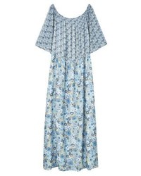 Robe longue à fleurs bleu clair Mango