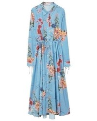 Robe longue à fleurs bleu clair Mango