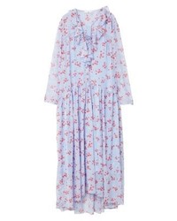 Robe longue à fleurs bleu clair Mango