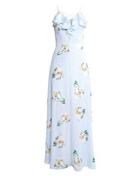 Robe longue à fleurs bleu clair New Look