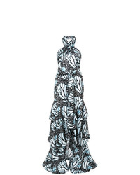 Robe longue à fleurs bleu clair Patbo