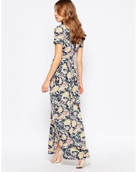 Robe longue à fleurs bleu marine Club L