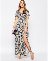 Robe longue à fleurs bleu marine Club L