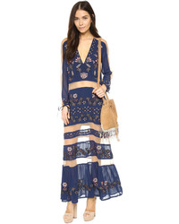 Robe longue à fleurs bleu marine For Love & Lemons