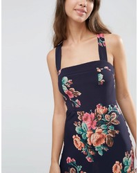 Robe longue à fleurs bleu marine Asos