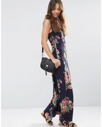 Robe longue à fleurs bleu marine Asos