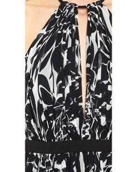Robe longue à fleurs noire et blanche Jill Stuart