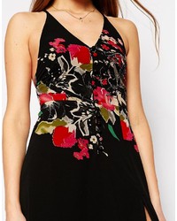 Robe longue à fleurs noire Jarlo