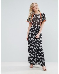 Robe longue à fleurs noire Liquorish