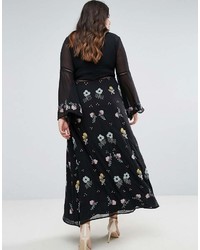 Robe longue à fleurs noire