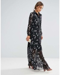 Robe longue à fleurs noire Liquorish