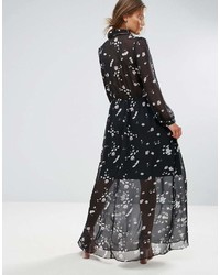 Robe longue à fleurs noire Liquorish