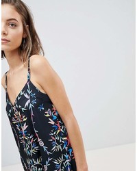 Robe longue à fleurs noire